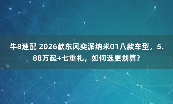 牛8速配 2026款东风奕派纳米01八款车型，5.88万起+七重礼，如何选更划算?